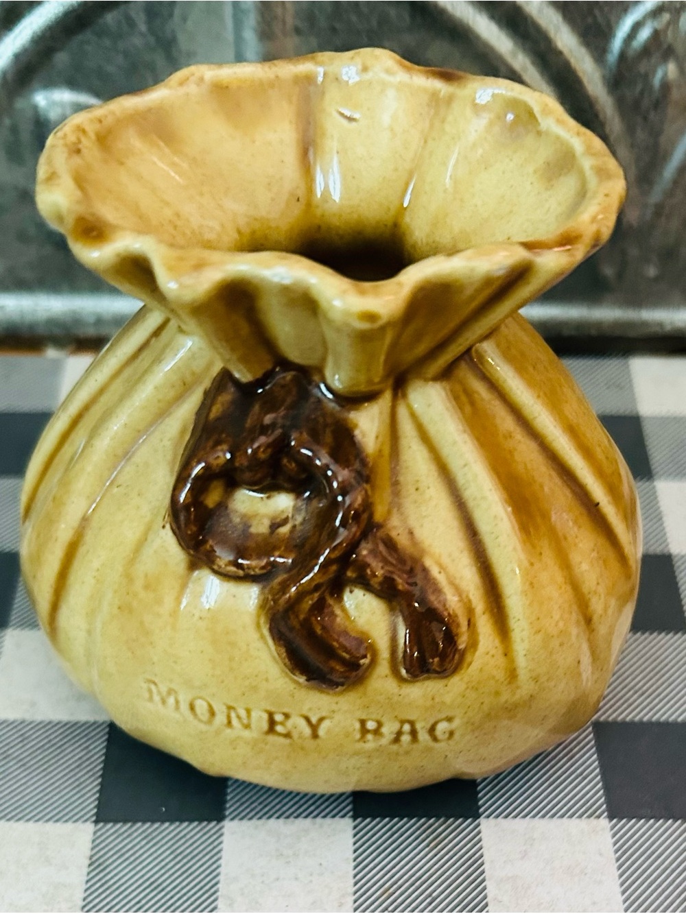 Ceramic Money Bag Figurine - Yellow